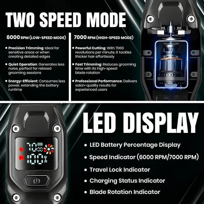 VGR V964 - Aparat de Tuns Fara Fir Afisaj LED Negru