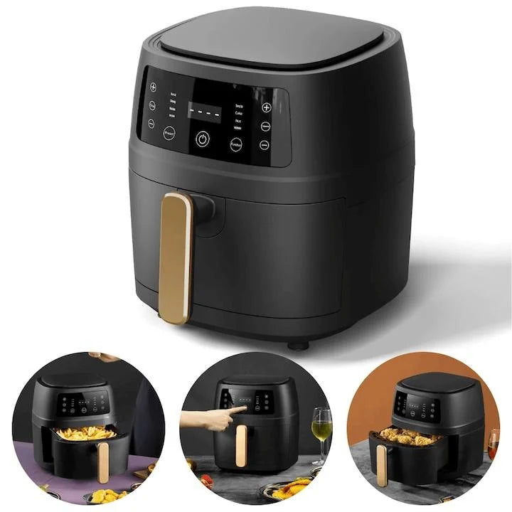 Friteuza Air Fryer, Digitala cu Aer Cald, 8L, Optiune Sanatoasa-fara ulei, Putere 2400W, 8 Programe de gatit presetate, Temperatura reglabila, Vas detasabil, 32x25, 5 cm, Tehnologie de circulatie a aerului cald, Gatiti sanatos si delicios fara ulei