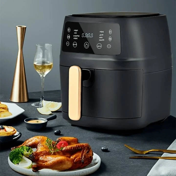Friteuza Air Fryer, Digitala cu Aer Cald, 8L, Optiune Sanatoasa-fara ulei, Putere 2400W, 8 Programe de gatit presetate, Temperatura reglabila, Vas detasabil, 32x25, 5 cm, Tehnologie de circulatie a aerului cald, Gatiti sanatos si delicios fara ulei