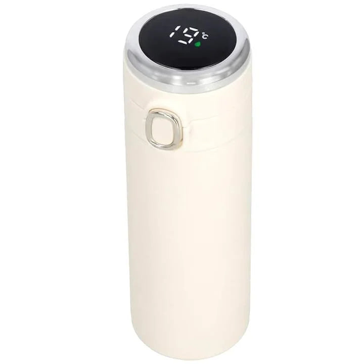 Termos cu afisaj de temperatura Springos, Otel inoxidabil, 500 ml, Crem