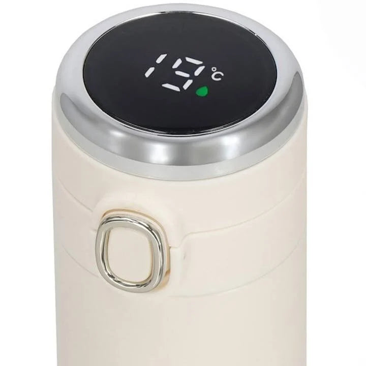 Termos cu afisaj de temperatura Springos, Otel inoxidabil, 500 ml, Crem