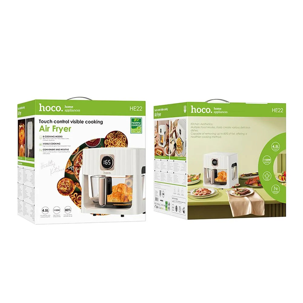Friteuză cu aer cald HOCO cu ecran tactil 4,5L 1100W HE22 alb