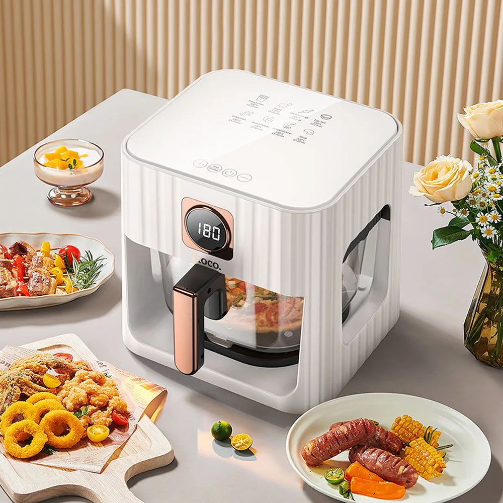 Friteuză cu aer cald HOCO cu ecran tactil 4,5L 1100W HE22 alb