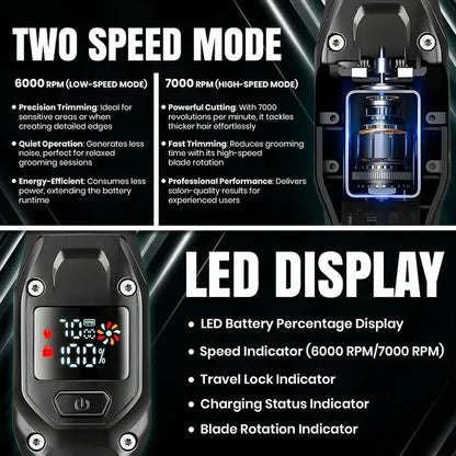 VGR V964 - Aparat de Tuns Fara Fir Afisaj LED Negru