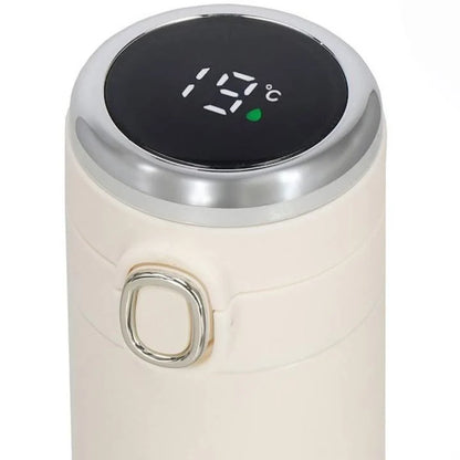 Termos cu afisaj de temperatura Springos, Otel inoxidabil, 500 ml, Crem