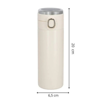Termos cu afisaj de temperatura Springos, Otel inoxidabil, 500 ml, Crem